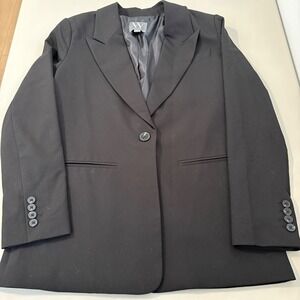 Worthington Black One Button Blazer Jacket Womens Size SM Career Office Classic